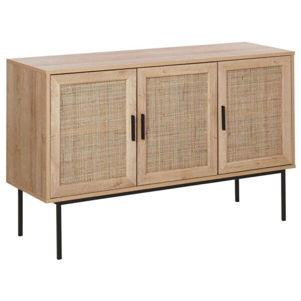 Beliani SIDEBOARD Heller Holzfarbton Pasco Hellbraun, Schwarz