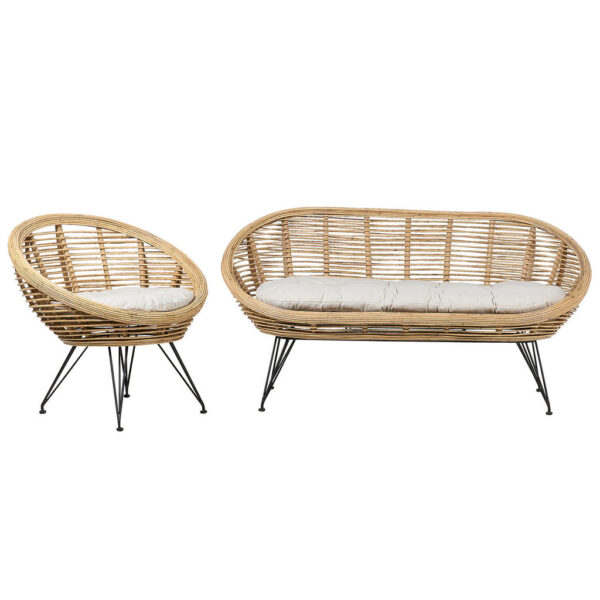 Beliani 3-SITZER LOUNGE SET Rattan Hellbraun Maratea Naturfarben