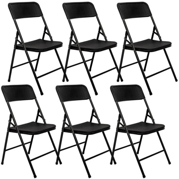 Amanka KLAPPSTÜHLE 6er Set in Rattan-Optik bis 150kg 50x46x83,5 cm Schwarz