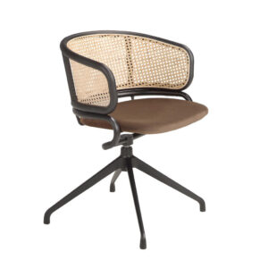 ANGEL CERDA STUHL Drehstuhl aus Rattan und braunem Samt 56/53/74 cm Braun