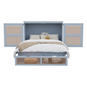 WISHDOR SCHRANKBETT 140/200 cm in Grau mit 2 Schubladen und Stauraum Grau
